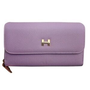 Halston Purple Lilac Pebble Double Zip Wallet